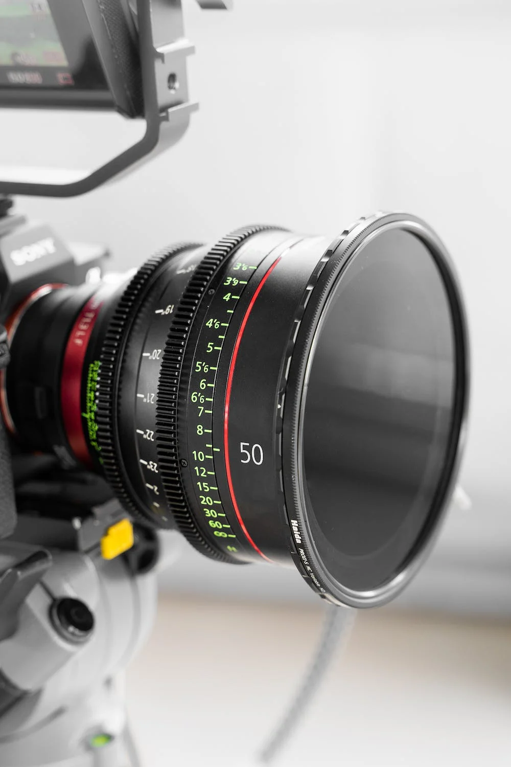 a camera lens with filter on