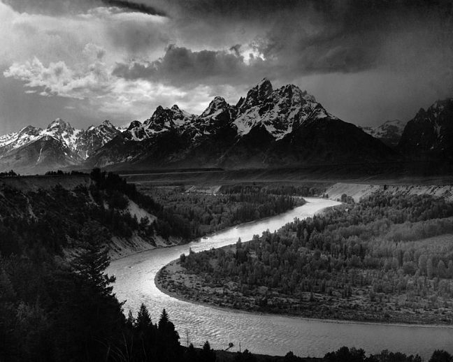 A picture of The Tetons and the Snake River Ansel Adams clicked in 1942