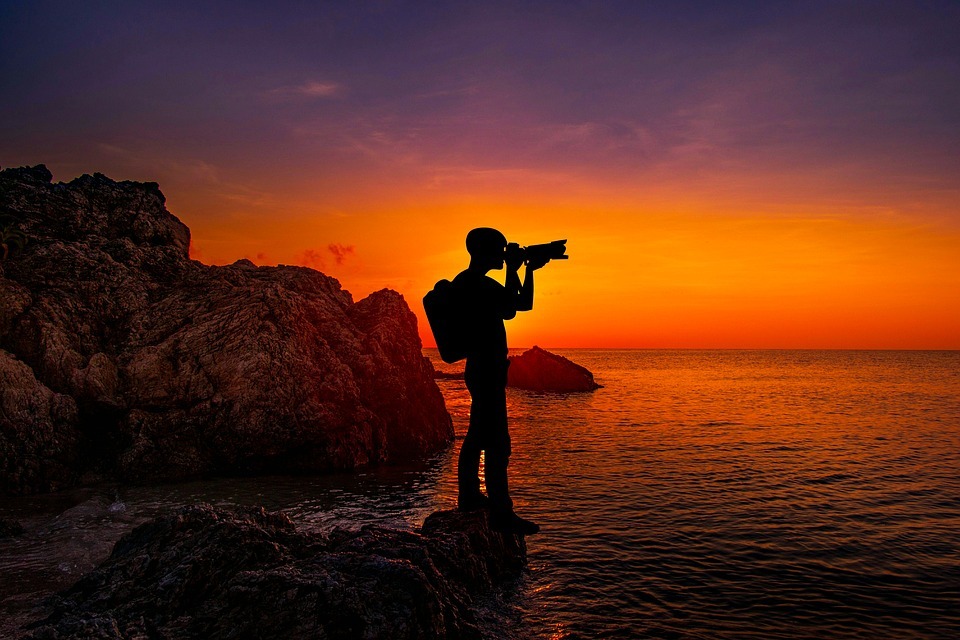 taking photos during the sunset